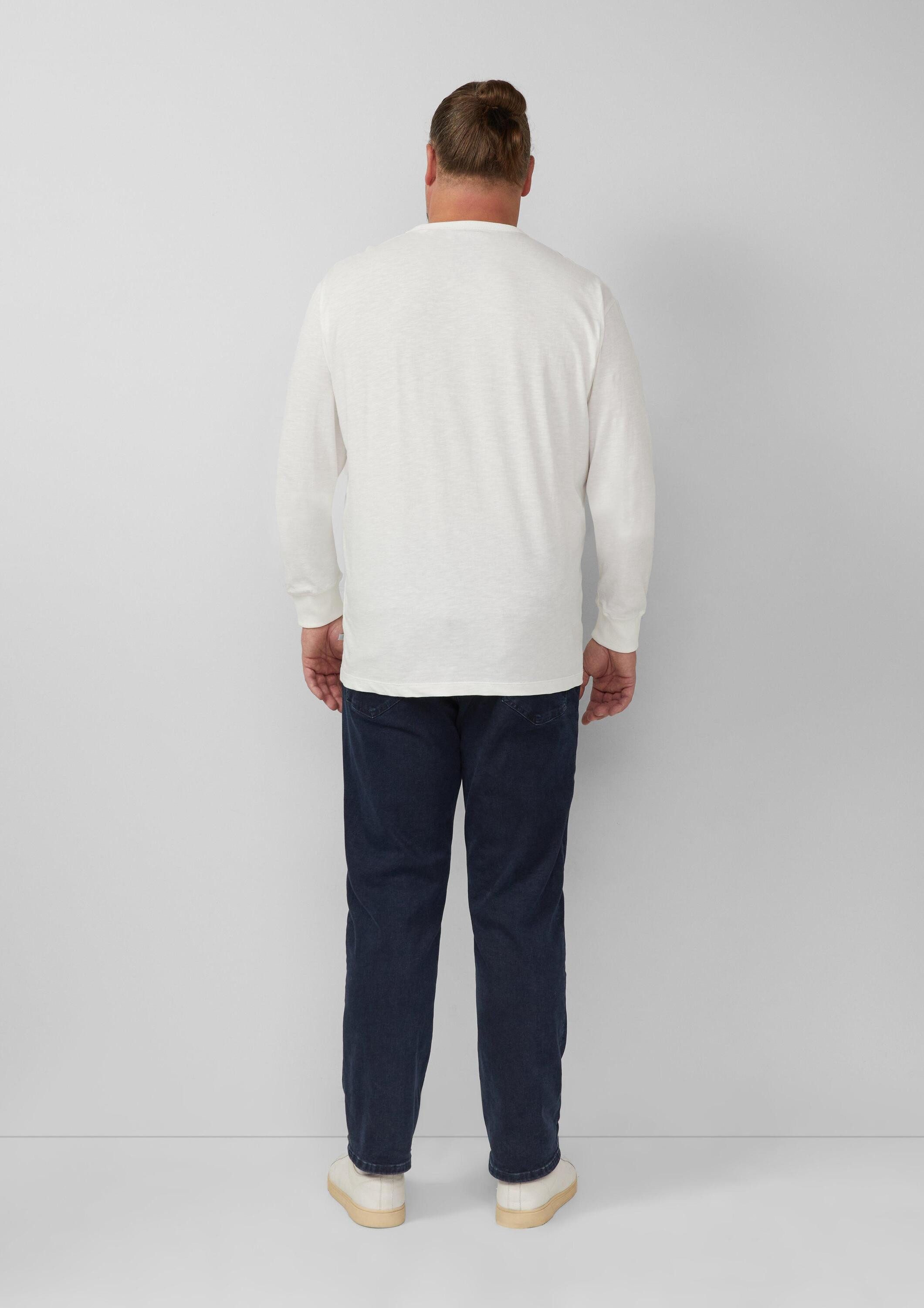 s.Oliver Langarmshirt T-Shirt Longsleeve mit Flammgarnstruktur und Frontprint
