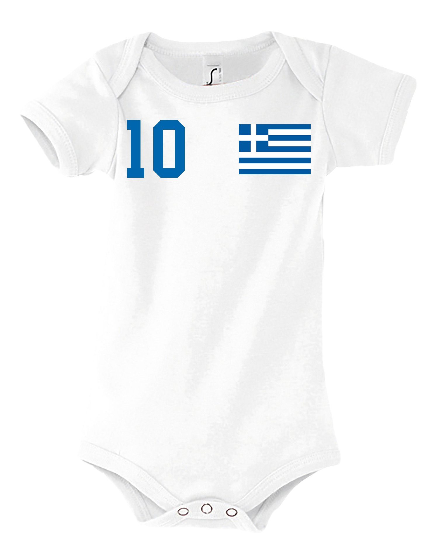 Kurzarmbody Baby Designz Body mit Griechenland Youth Motiv trendigem Strampler Weiß Kinder