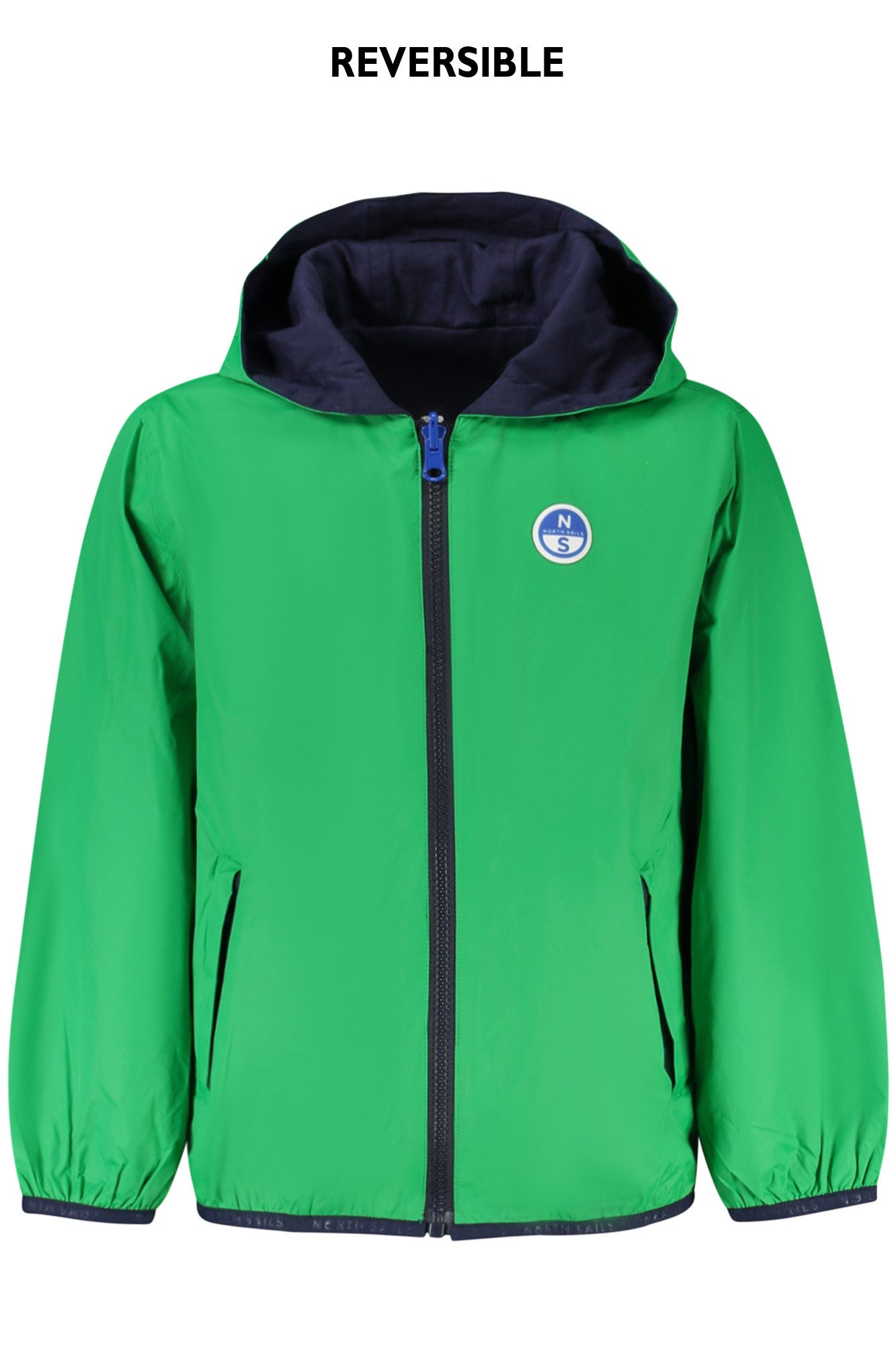 North Sails Outdoorjacke Wendbare Kinderjacke mit Kapuze: Grün/Blau, Taschen & Reißverschluss