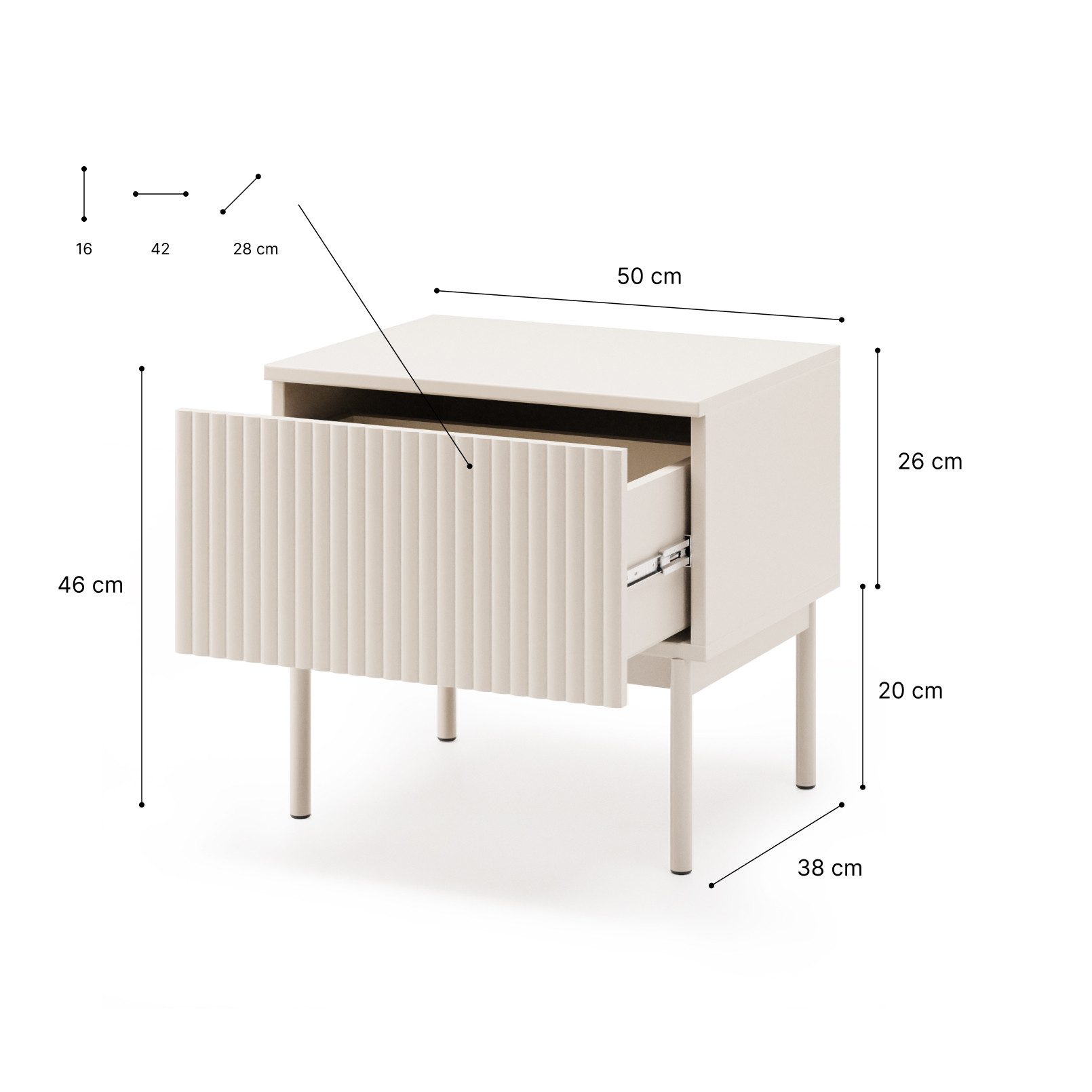 Beautysofa Nachttisch SOFT Rillenfronten & Push-to-Open-System (mit Eine Sc günstig online kaufen