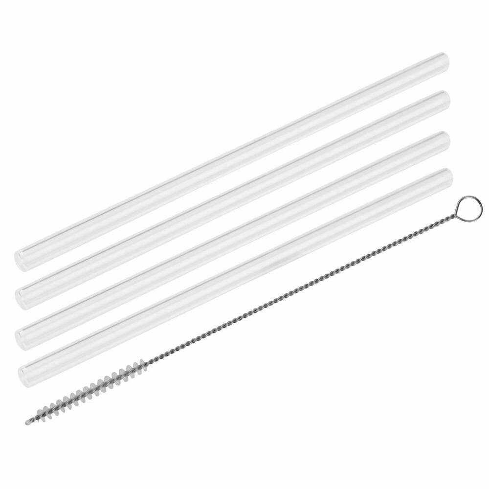 FACKELMANN Trinkhalme 4er Set Rio Party, Transparent, 22 cm, (Set, 4-tlg), mit Reinigungsbürste