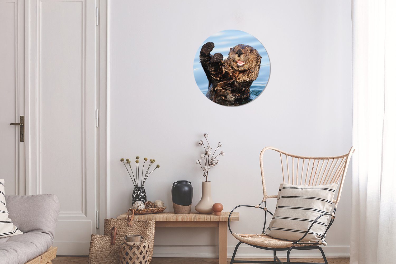 (1 Wohnzimmer, Otter Forex, Kreis Wanddekoration St), 30x30 im Wandbild, MuchoWow Wasser, Gemälde Rundes cm