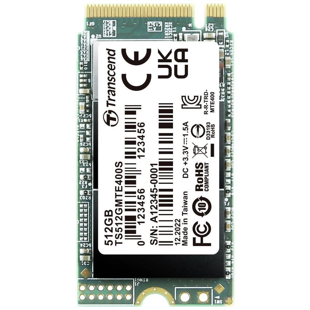 Transcend PCIe M.2 SSD 400S TS512GMTE400S SSHD-Hybrid-Festplatte, 3D NAND