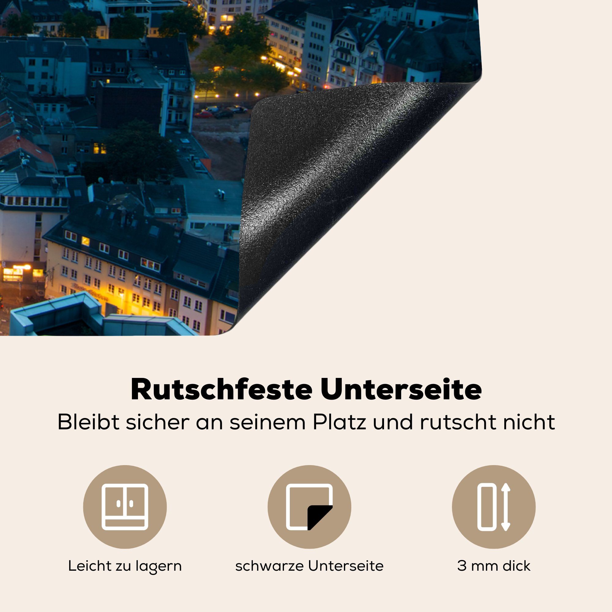 küche, für Sonnenaufgang tlg), MuchoWow Stadt Bonn, in Vinyl, cm, Ceranfeldabdeckung Herdblende-/Abdeckplatte die deutschen 81x52 Schutz (1 Induktionskochfeld der