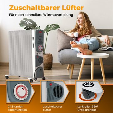 VESKA Heizkörper Elektroheizung 2900W Öl Radiator Elektro Heizung mit 24h Timer, Heizlüfter, Abschaltautomatik, 2500/2900 Watt