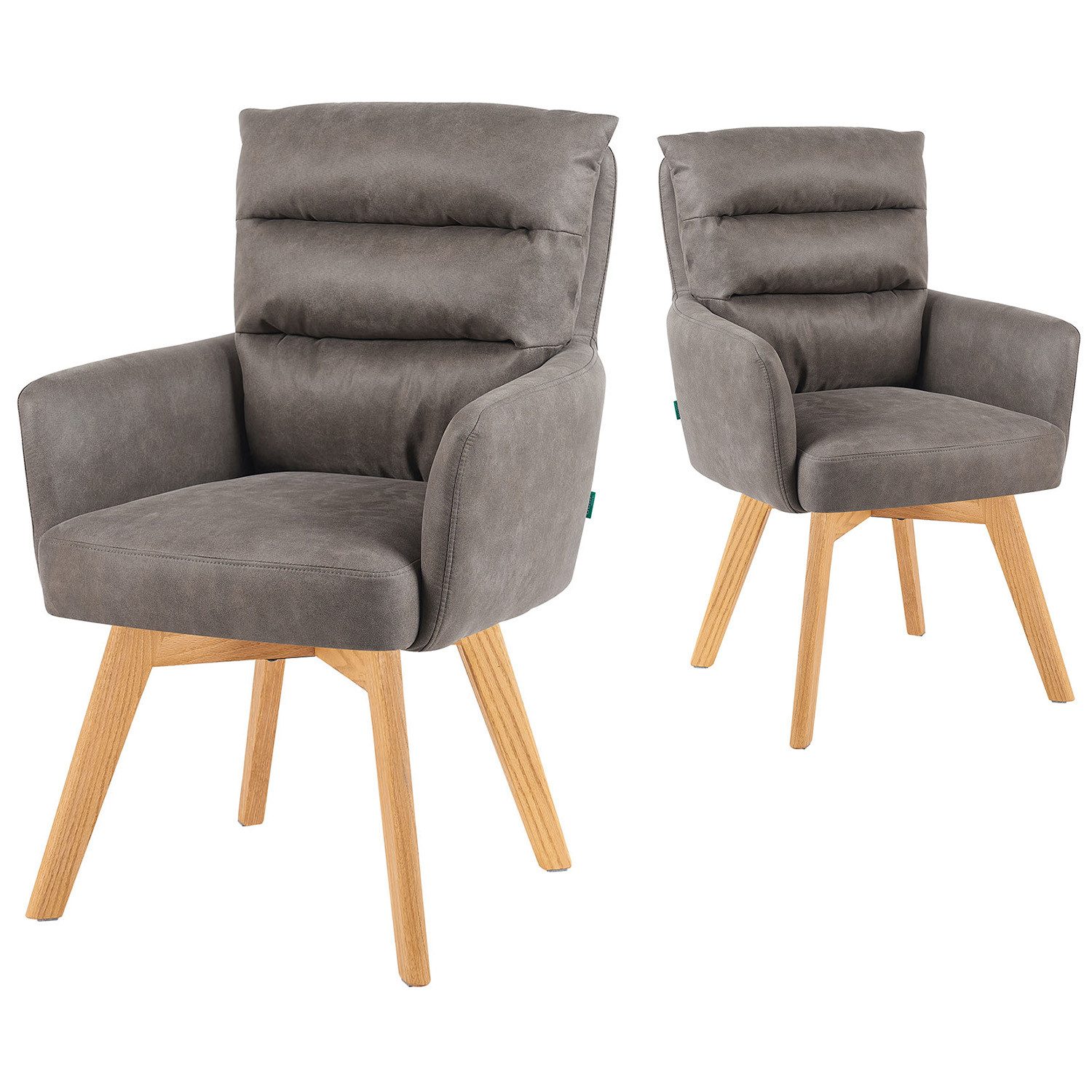 DUBI Möbel Polsterstuhl Mika-Juna 2er-Set, Federkern, Eiche geölt, 360° dre günstig online kaufen
