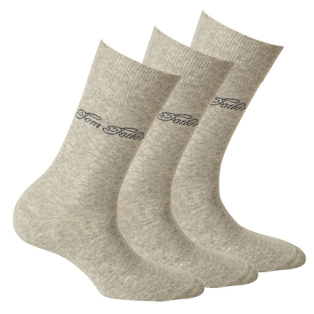 Socken TOM TAILOR Damen Basic, einfarbig - Hellgrau 3er Kurzsocken Pack