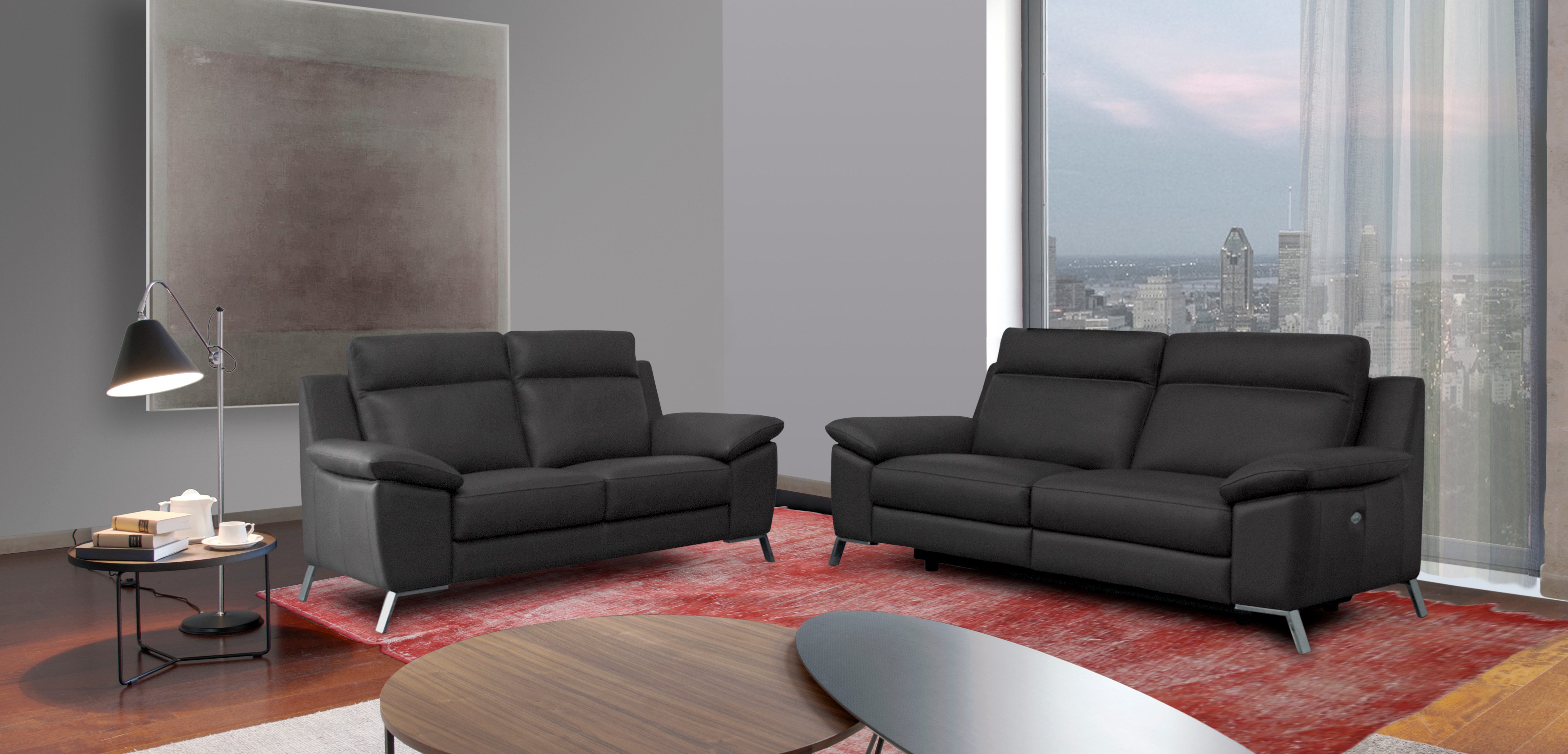 CALIA ITALIA Polstergarnitur Roby, (Set, 2-tlg), in Leder, mit elektrischer Relaxfunktion