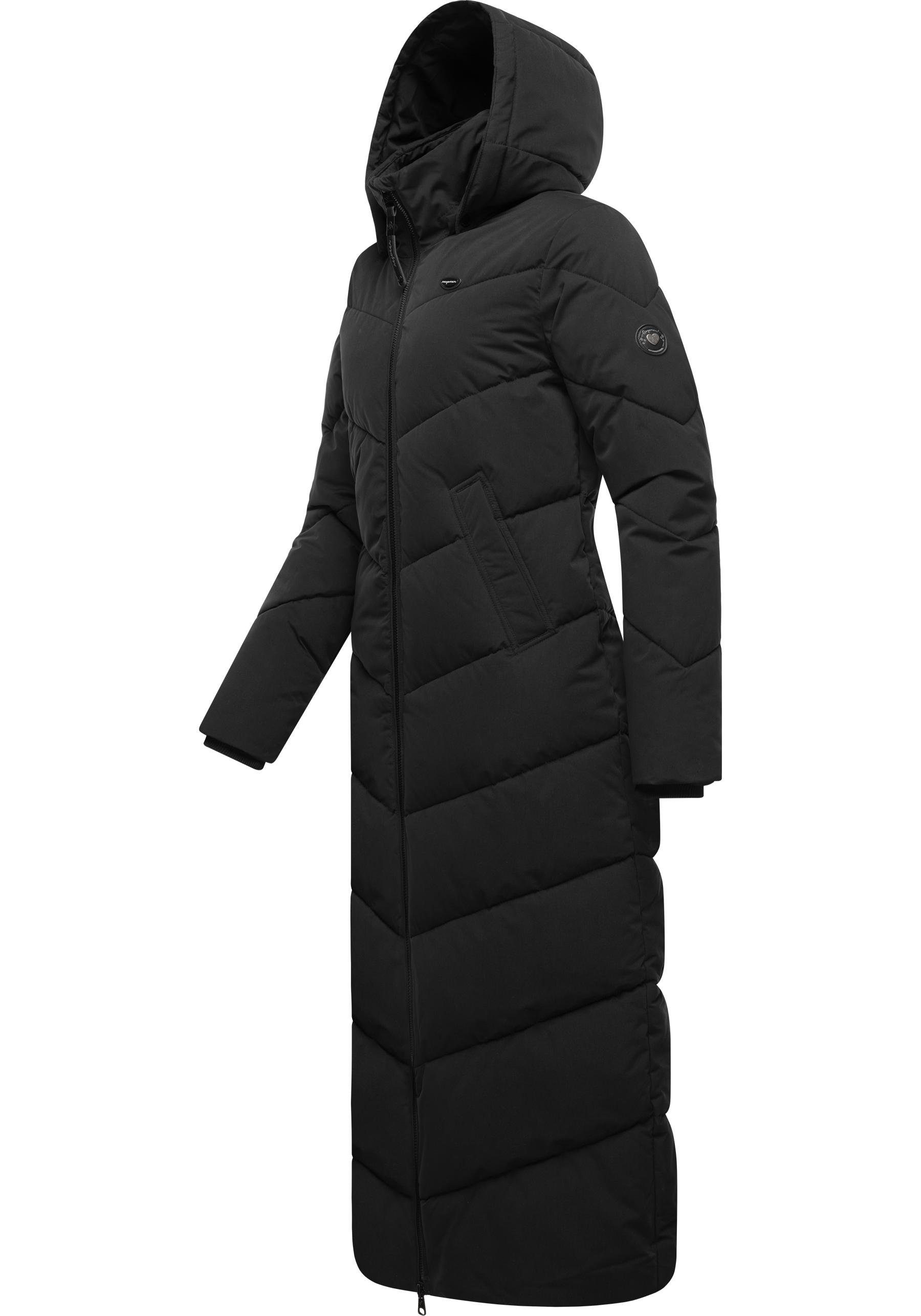 Ragwear Wintermantel Rebelka Extralong wasserdichter Winterparka mit abnehmbarer Kapuze