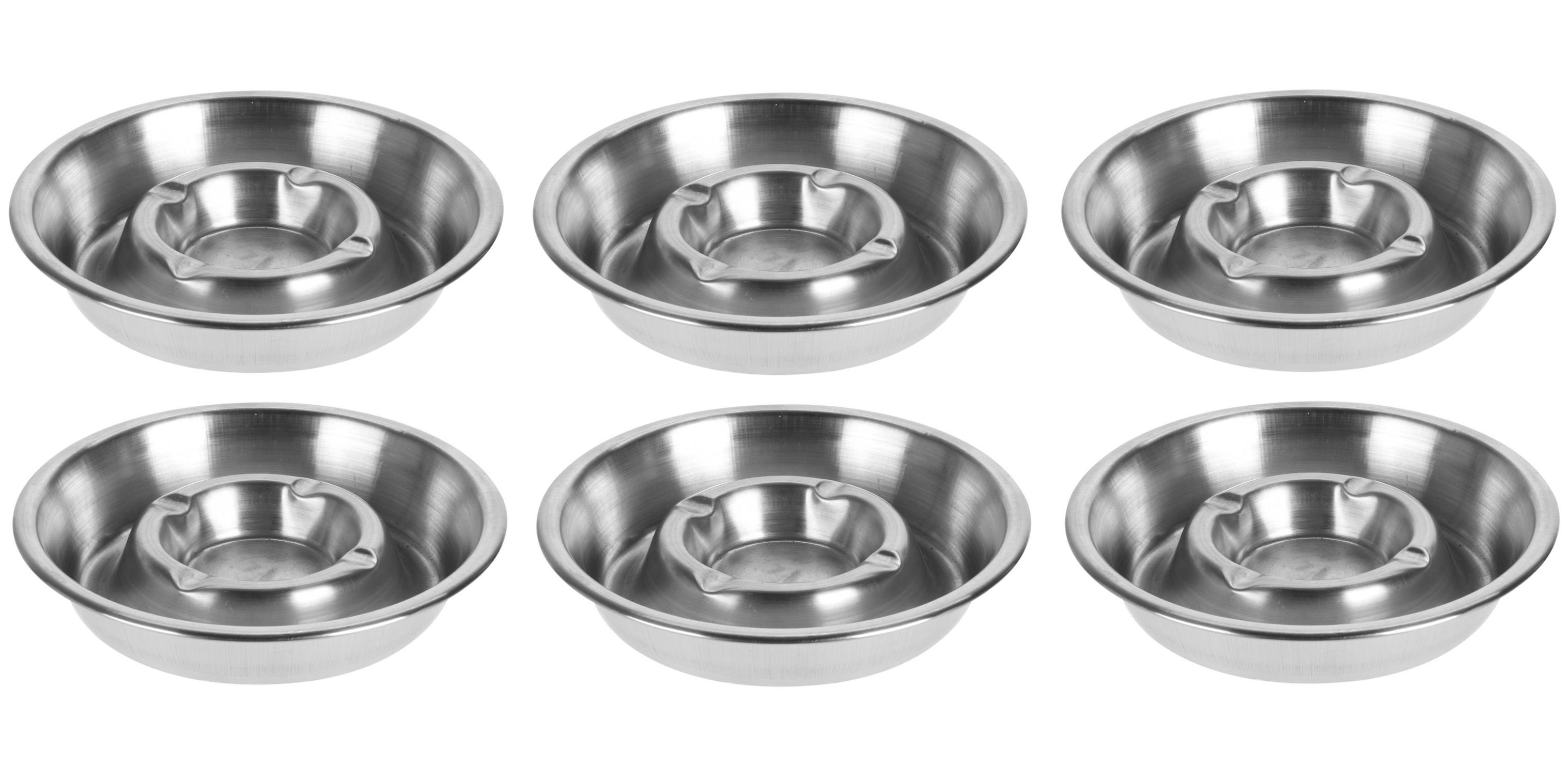 Spetebo Aschenbecher Metall Aschenbecher rund 13 cm - 6 Stück, Tisch Party Bar Ascher für Außen und Innen geeignet