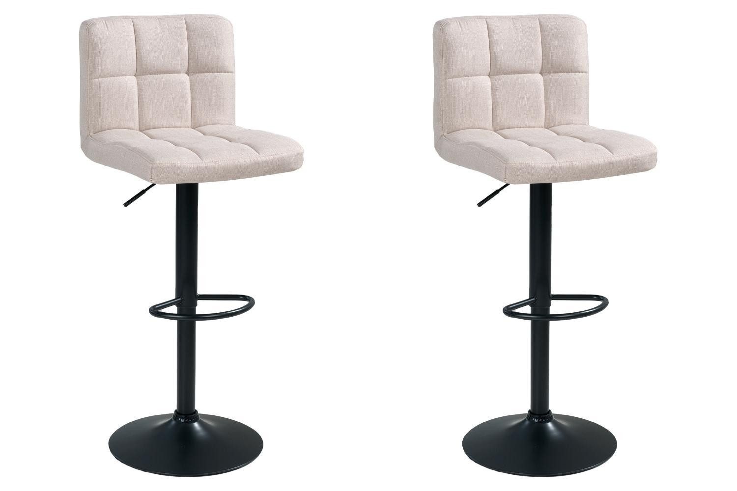 Barhocker, Beige, Schwarz, Webstoffbezug, Metallgestell