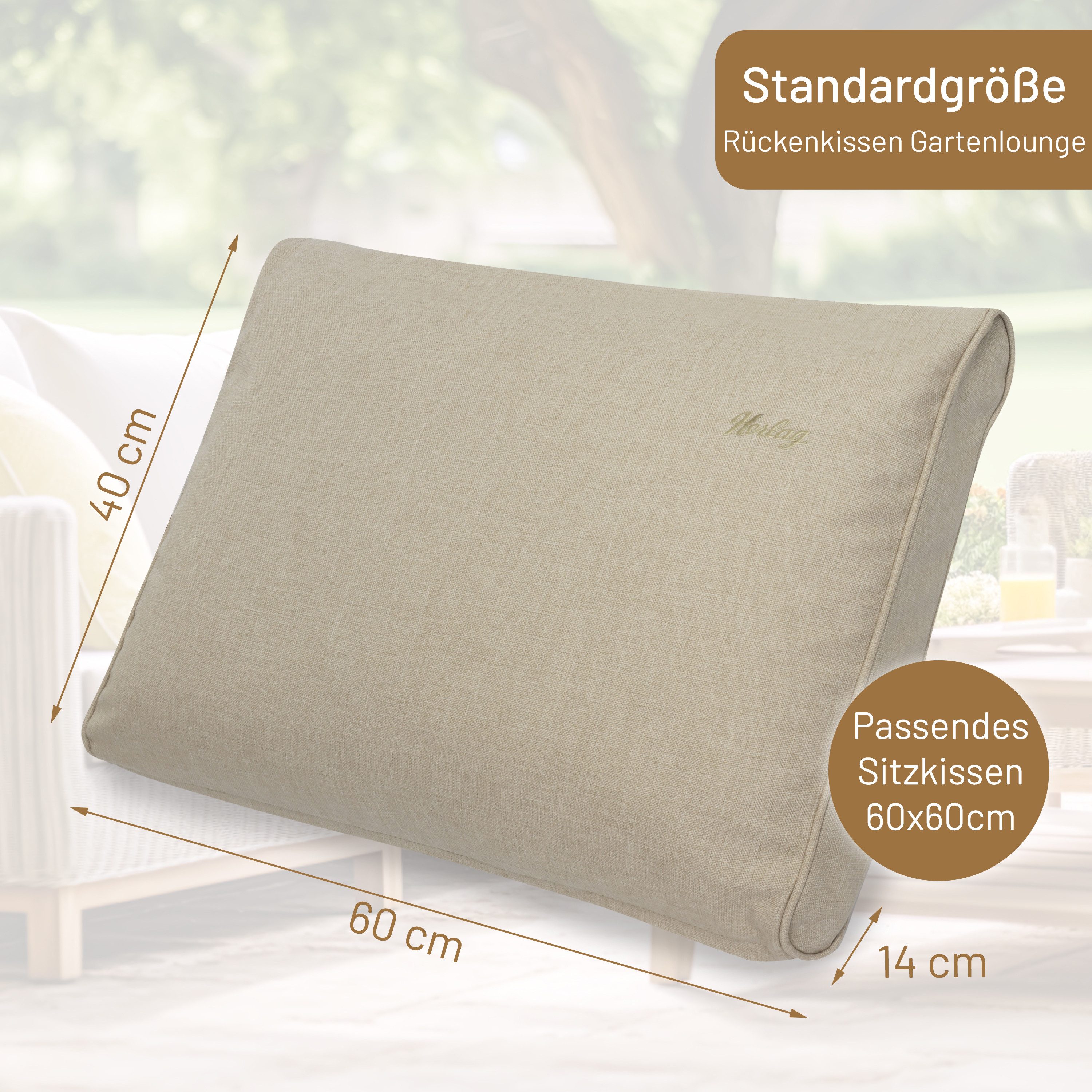 Herlag Stuhlkissen Sunny, Outdoor Loungekissen Gartenlounge Rattanmöbel Wetterfest
