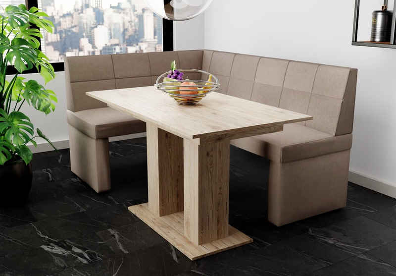 Fun Möbel Eckbankgruppe Eckbankgruppe „BLAKE XL“ Розмір 196x142cm mit Tisch Sonoma, ausziehbarer Tisch