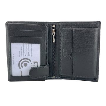 L&B Geldbörse Rindsleder Portemonnaie, integrierter RFID-Schutz >2338< Geldbeutel, Druckknopffach & Reißverschlussfach