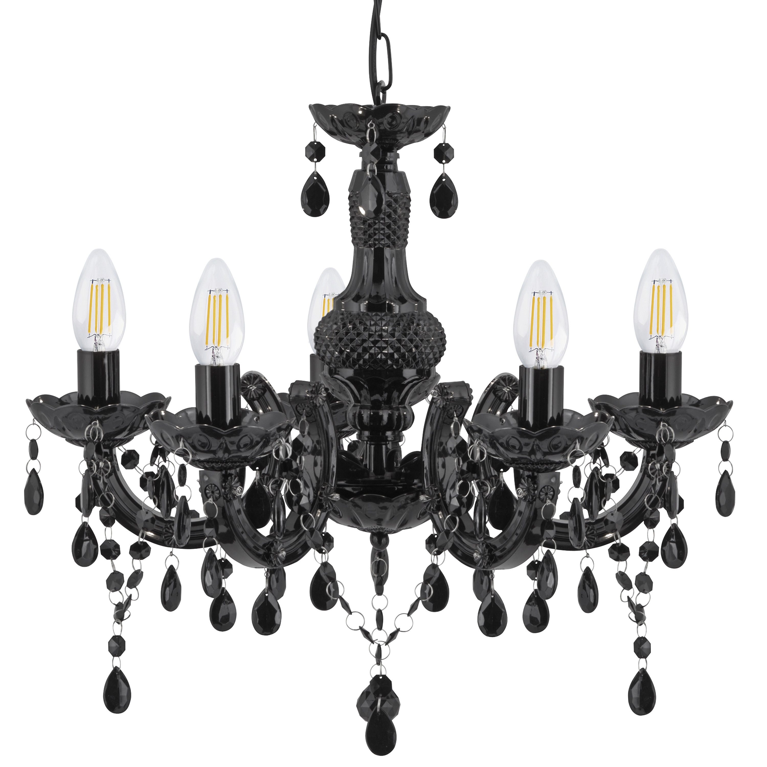Searchlight Pendelleuchte Marie Therese 5Lt Leuchte - Glas & Acryl, ohne Leuchtmittel