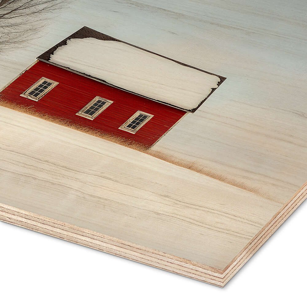 Posterlounge Wandbild Rotes Haus im Schnee, Peter Roder, erhältlich als Poster, Leinwandbild, Wandsticker oder Acrylglasbild