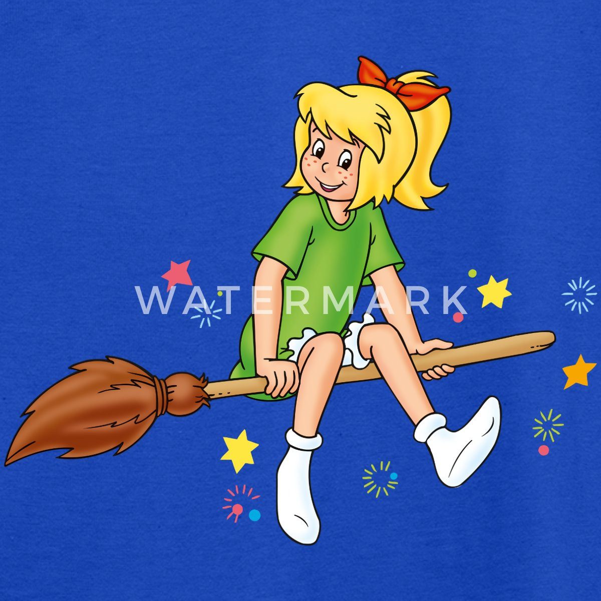 Spreadshirt T-Shirt Bibi Blocksberg Sitzt Sicher Auf Besen Kartoffelbrei Kinder T-Shirt (1-tlg)
