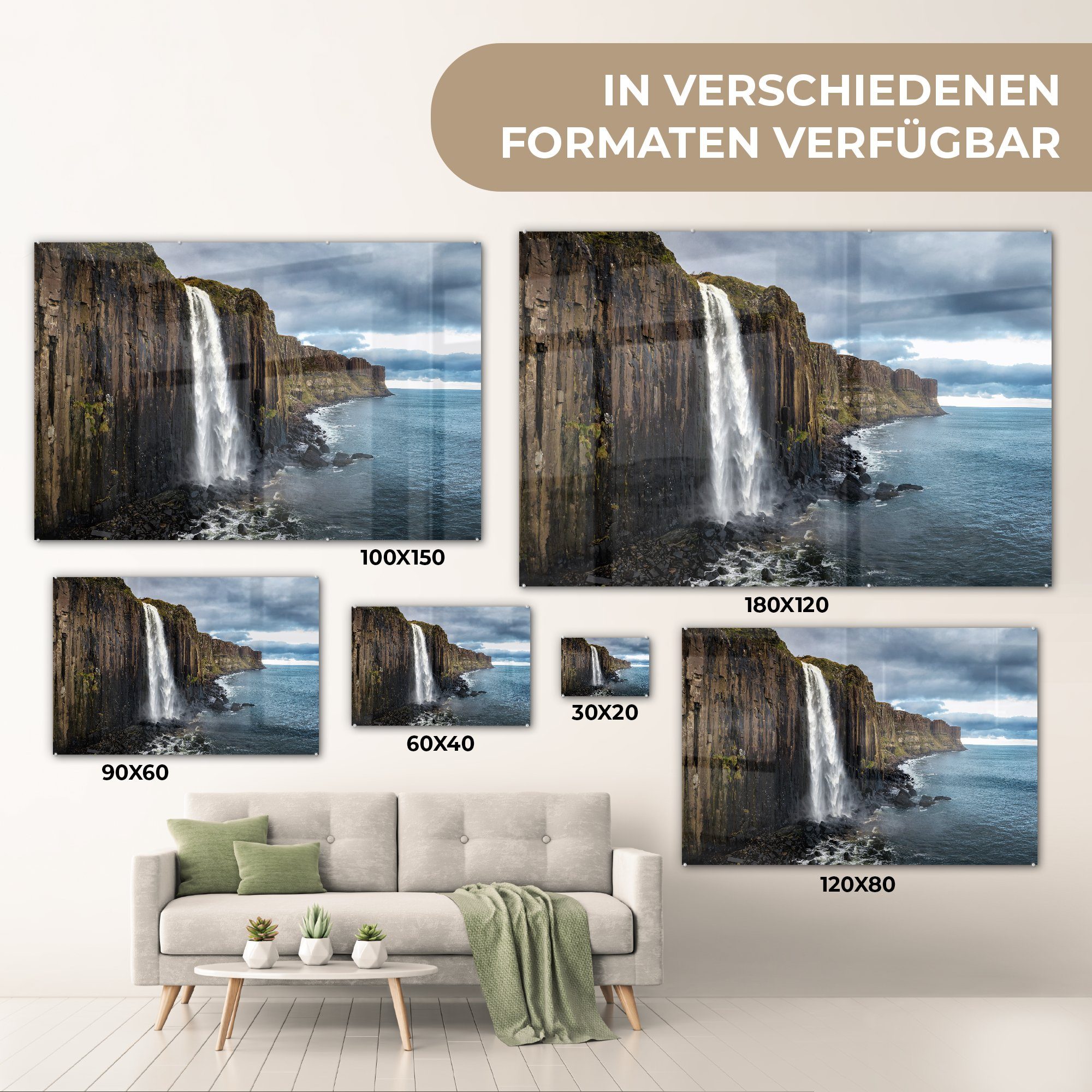 MuchoWow Acrylglasbild Wasserfall St), - Acrylglasbilder (1 Natur, - & - Schottland Schlafzimmer Wohnzimmer Meer