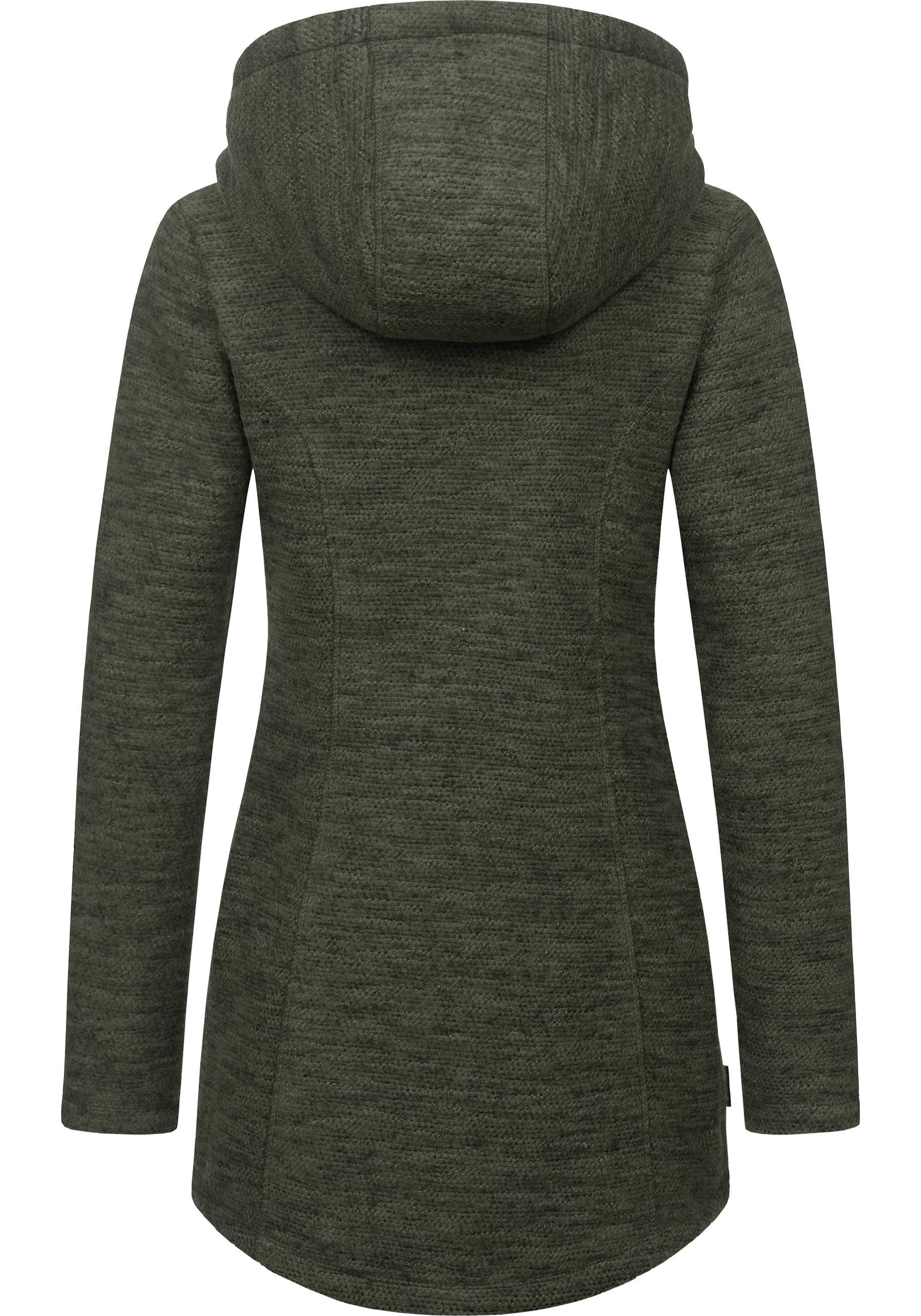 Ragwear Longstrickjacke Leysha Melange Sportliche Kapuzenjacke in melierter Strick-Optik