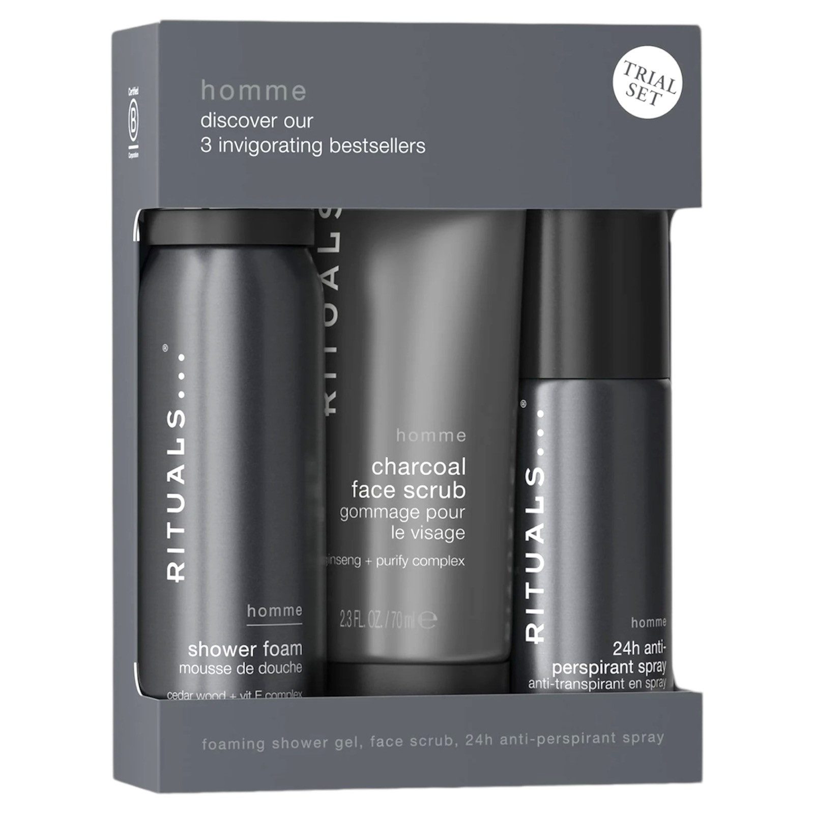 Rituals Pflege-Geschenkset The Ritual of Homme 3-teiliges Geschenkset für den Mann, Maskuliner, holziger Duft von Zedernholz und nährendem Vitamin E