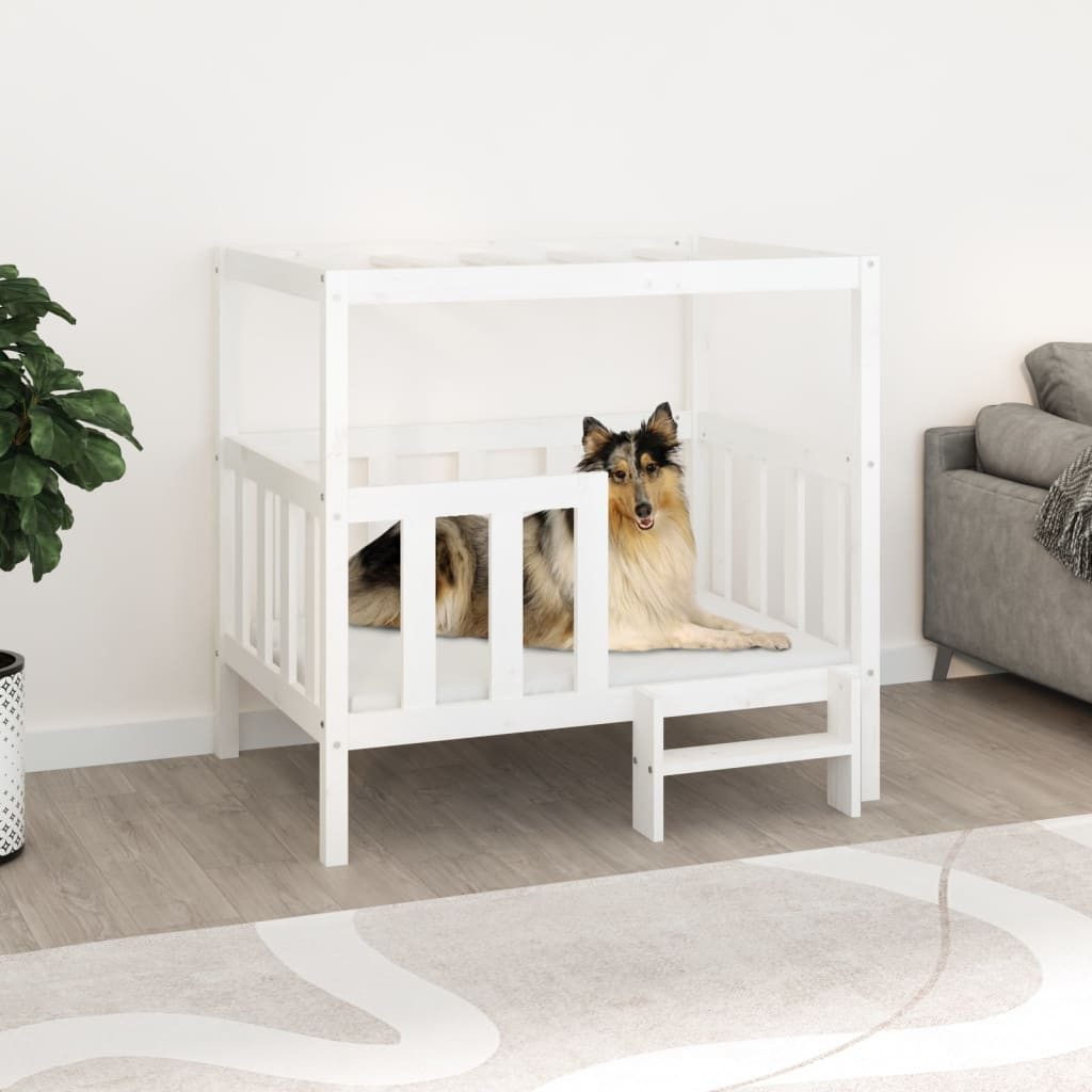 Thumbnail - vidaXL Hundekorb Hundebett Weiß 105,5x83,5x100 cm Massivholz Kiefer