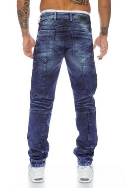 Cipo & Baxx Slim-fit-Jeans Herren Jeans mit stylischen Nahtverläufen und elastischem Material Modische Waschung