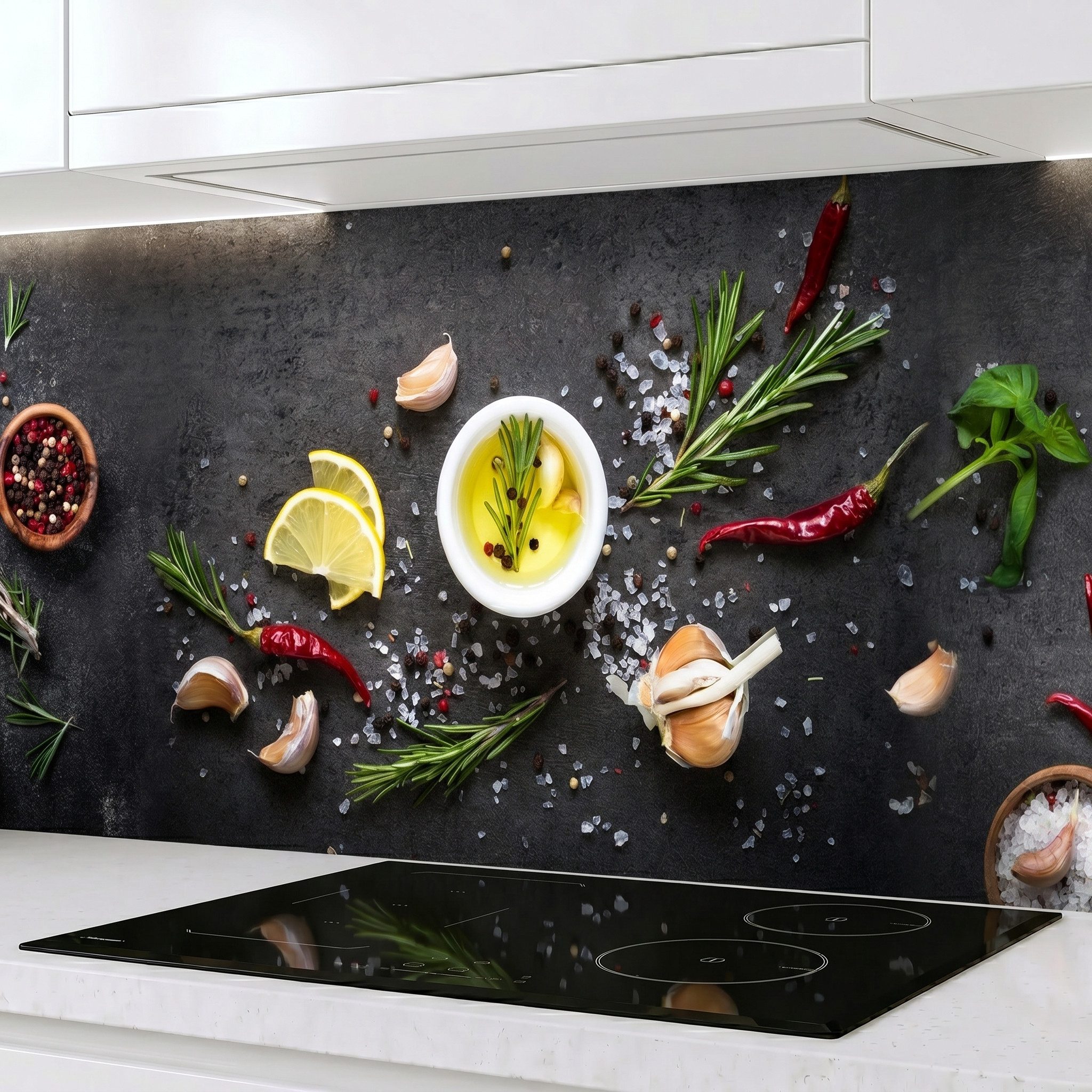 Rodnik Küchenrückwand Gewürze, monolithische ABS-Platte mit Direktdruck, formstabil und langlebig