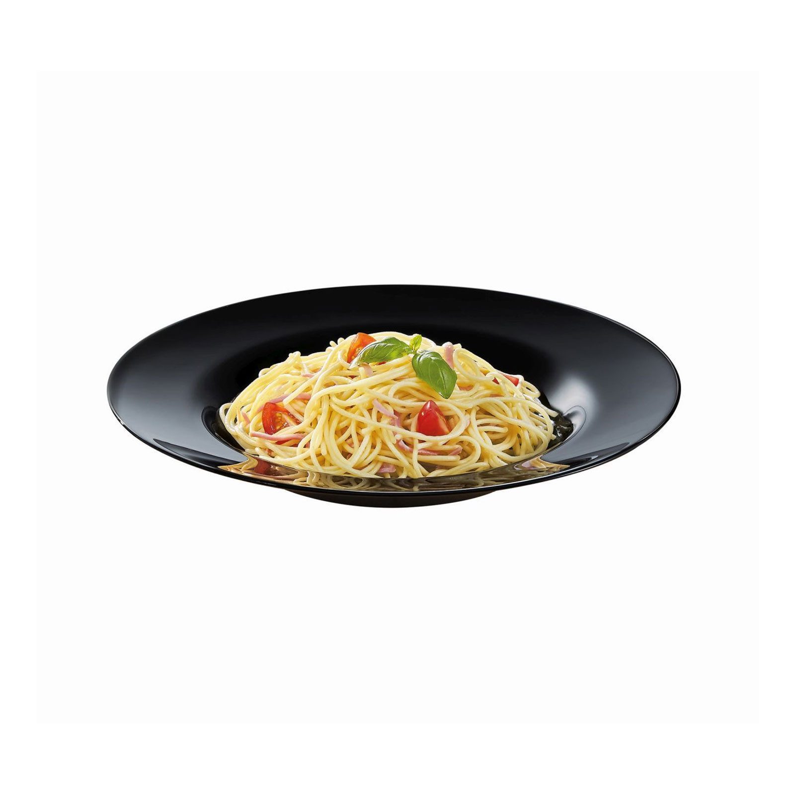 CreaTable Tafelservice 15889, Serie ITALIEN PARTY black, Pastateller 29 cm (6-tlg), 6 Personen, hochwertiges Opalglas