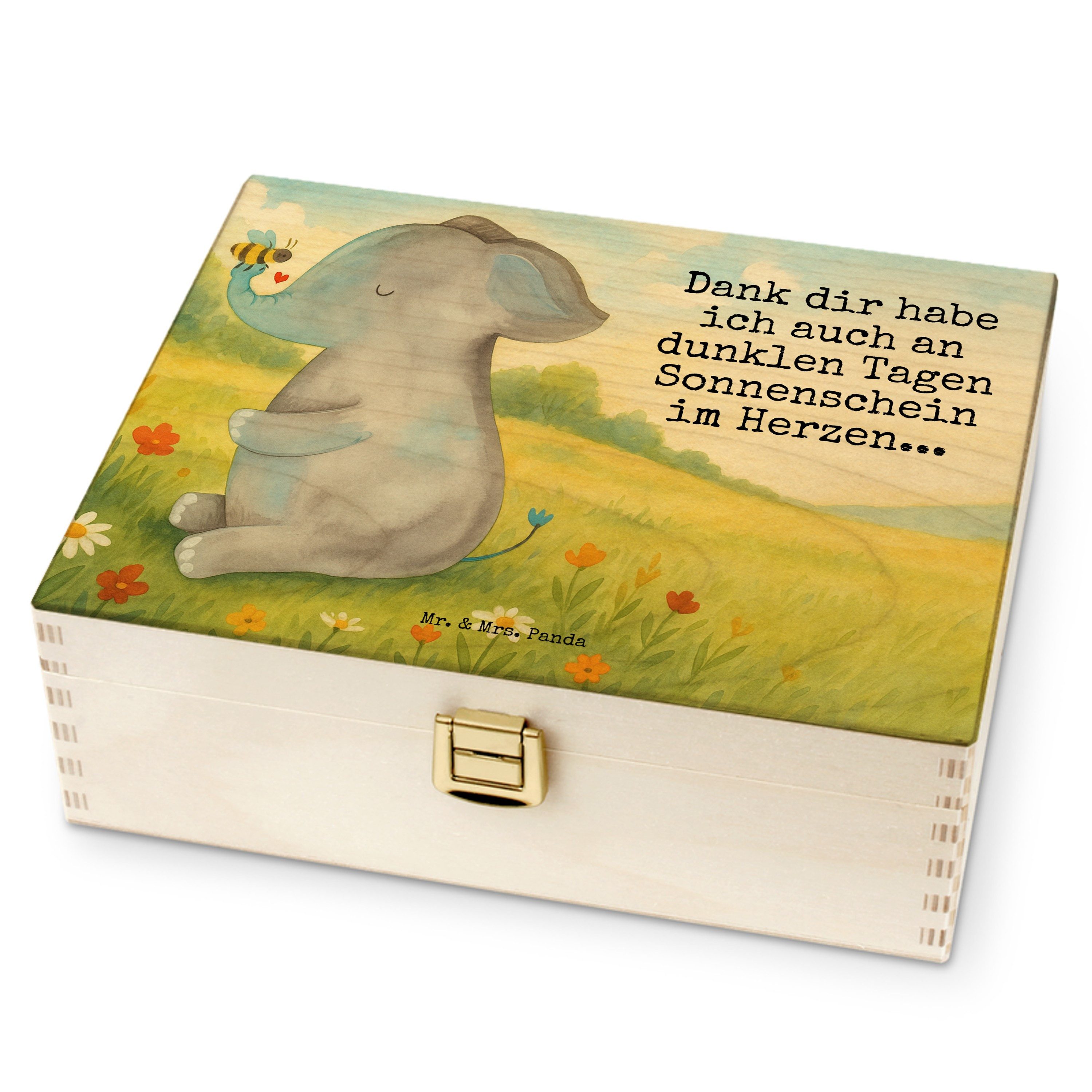 Mr. & Mrs. Panda Teebox Elefant Biene Design, Teebox, Weiß, Tee Box, Teebox, Liebe, Beutel Ha, Birkenholz, (Packung), Tee Organizer Box Liebesspruch Holz Teebox