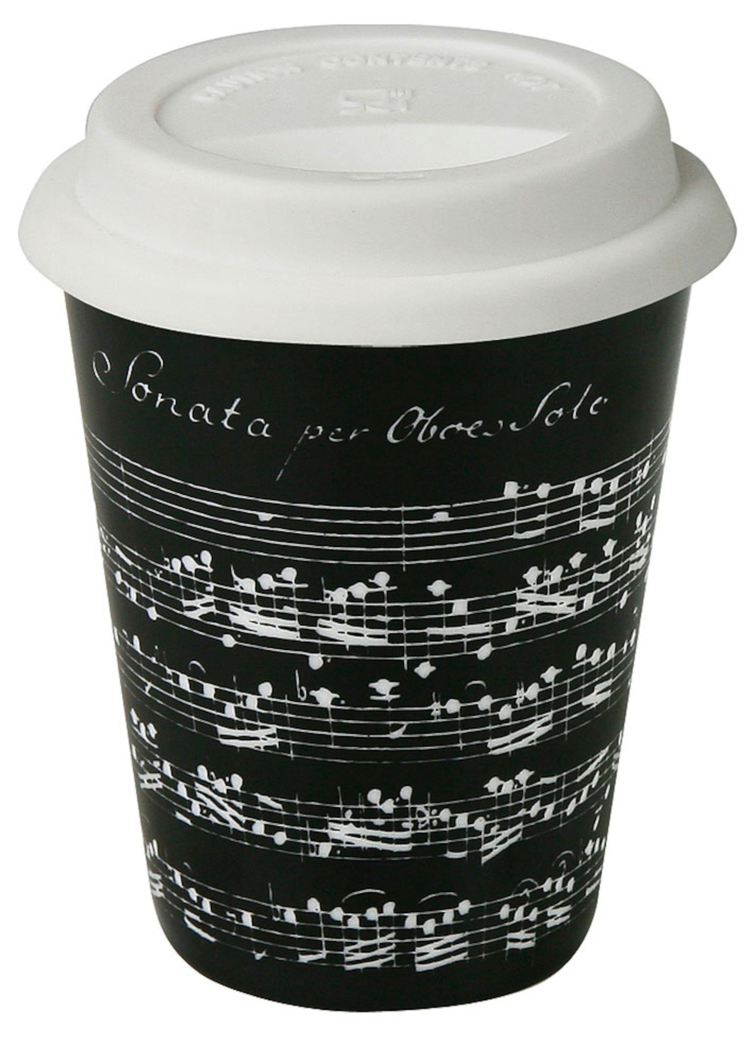 Becher Libretto Coffee-to-go-Becher Tasse Vivaldi Porzellan Go Coffee Könitz To Schwarz Könitz 280ml,