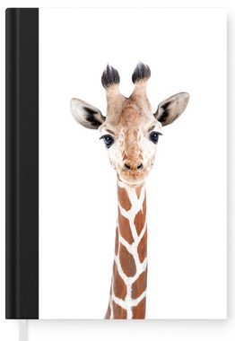 MuchoWow Notizbuch Giraffe - Tiere - Natur - Porträt, Journal, Merkzettel, Tagebuch, Notizheft, A5, 98 Seiten, Haushaltsbuch