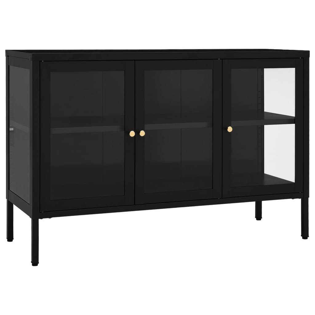 tinkaro Sideboard OLIS Stahl und Glas Kommode Schwarz