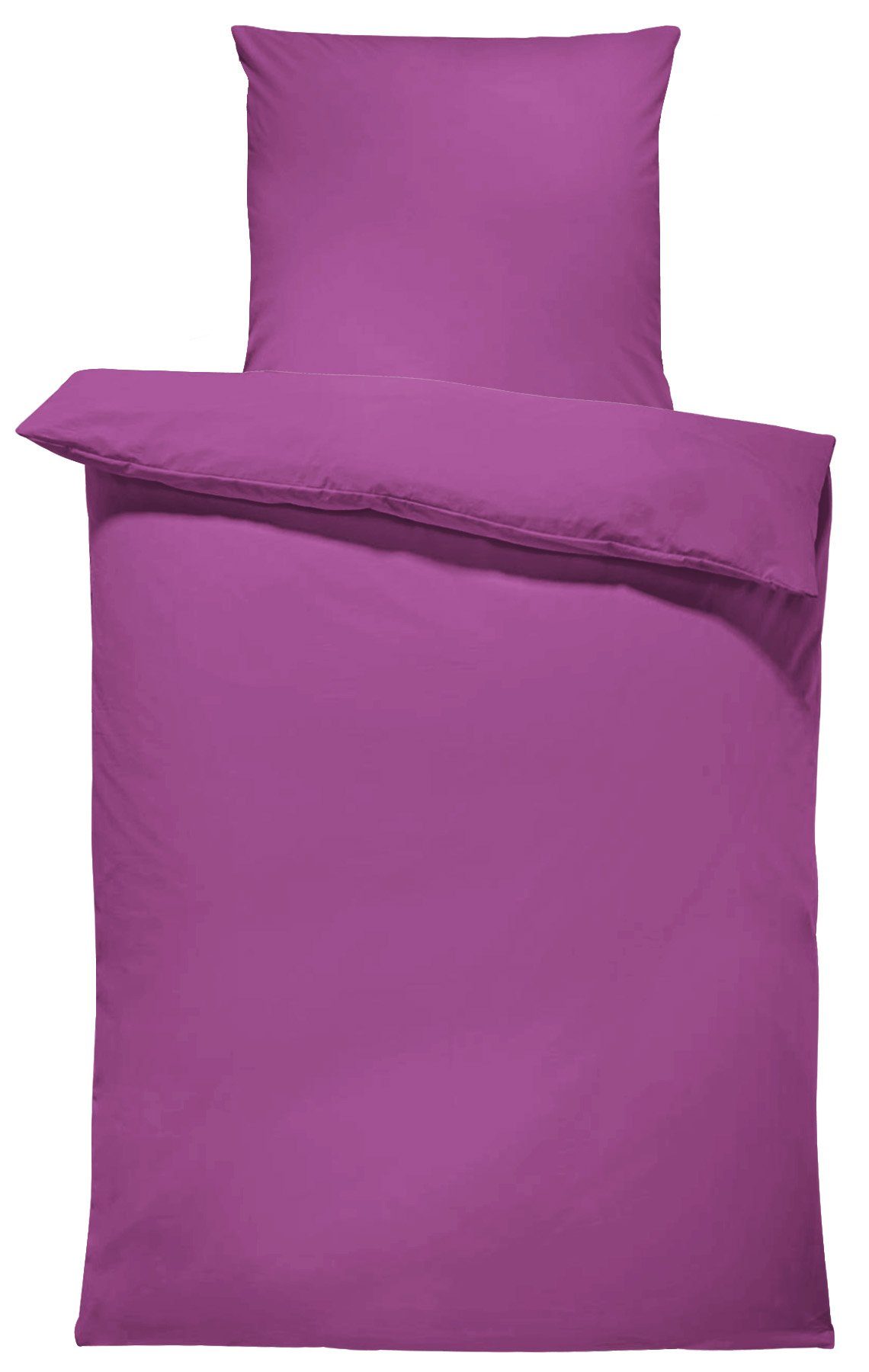 Bettwäsche Unifarben Einfarbig, One Home, Renforcé, 2 teilig, Baumwolle mit Reißverschluss, Übergröße lila | Bettwäsche-Sets