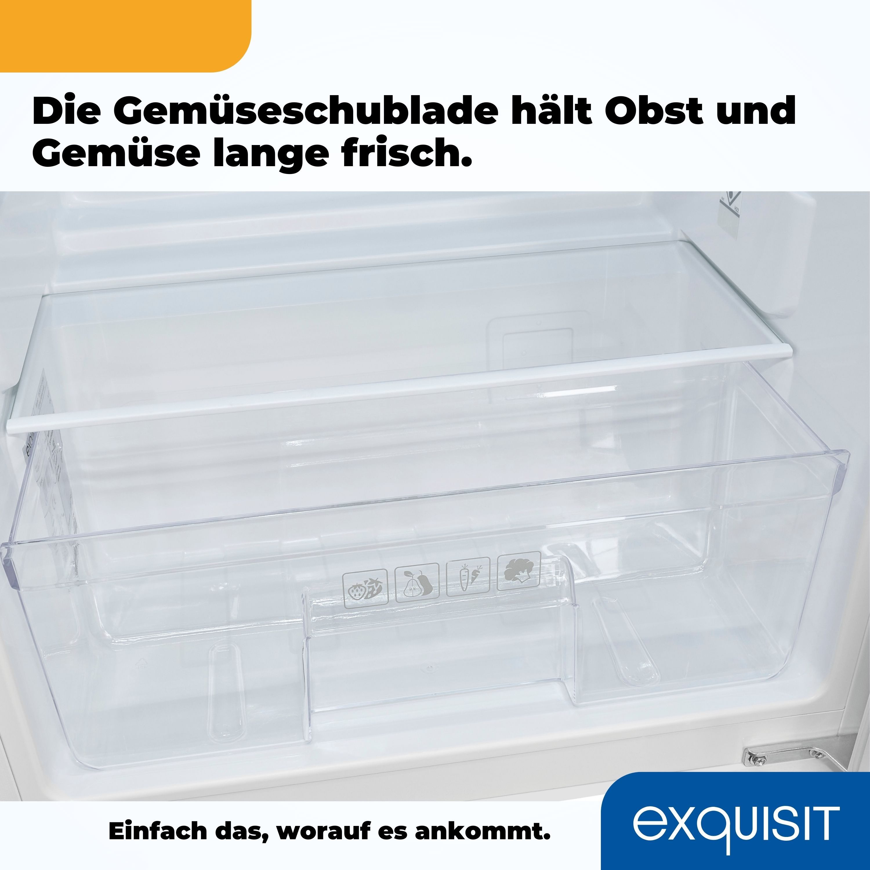 exquisit Einbaukühlschrank EKS131-V-040E, 88 cm hoch, 54 cm breit, Schlepptür-Montage: Gerätetür wird mit der Schranktür mitgeschleppt – Bild 4 von 5