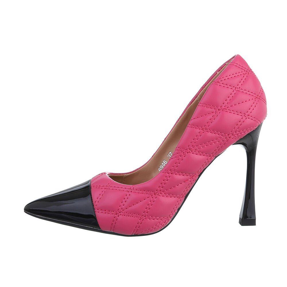 Schwarz Pink, in Pfennig-/Stilettoabsatz Abendschuhe Damen Elegant Pumps High Heel Ital-Design Pink High-Heel-Pumps