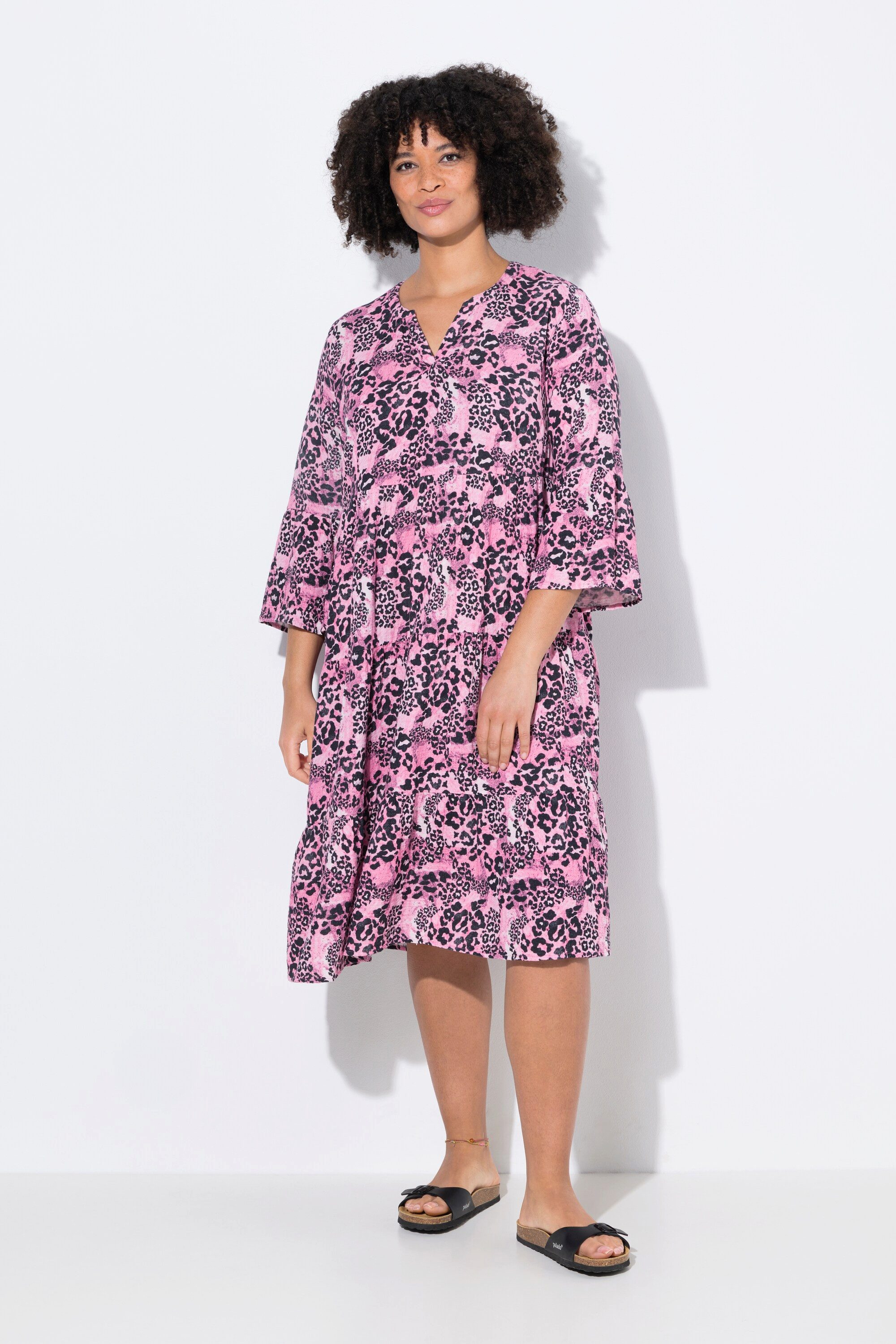 Angel of Style Jerseykleid Kleid A-Linie Musselin Leo-Muster Volants günstig online kaufen