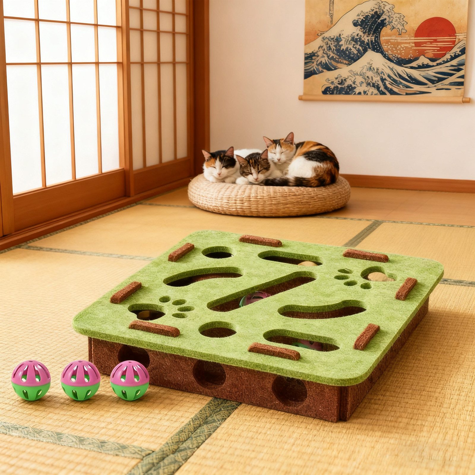 Tier-Intelligenzspielzeug Tier-Aktivitätsspiel Filzspielzeug Filz-Katzenlabyrinth-Box