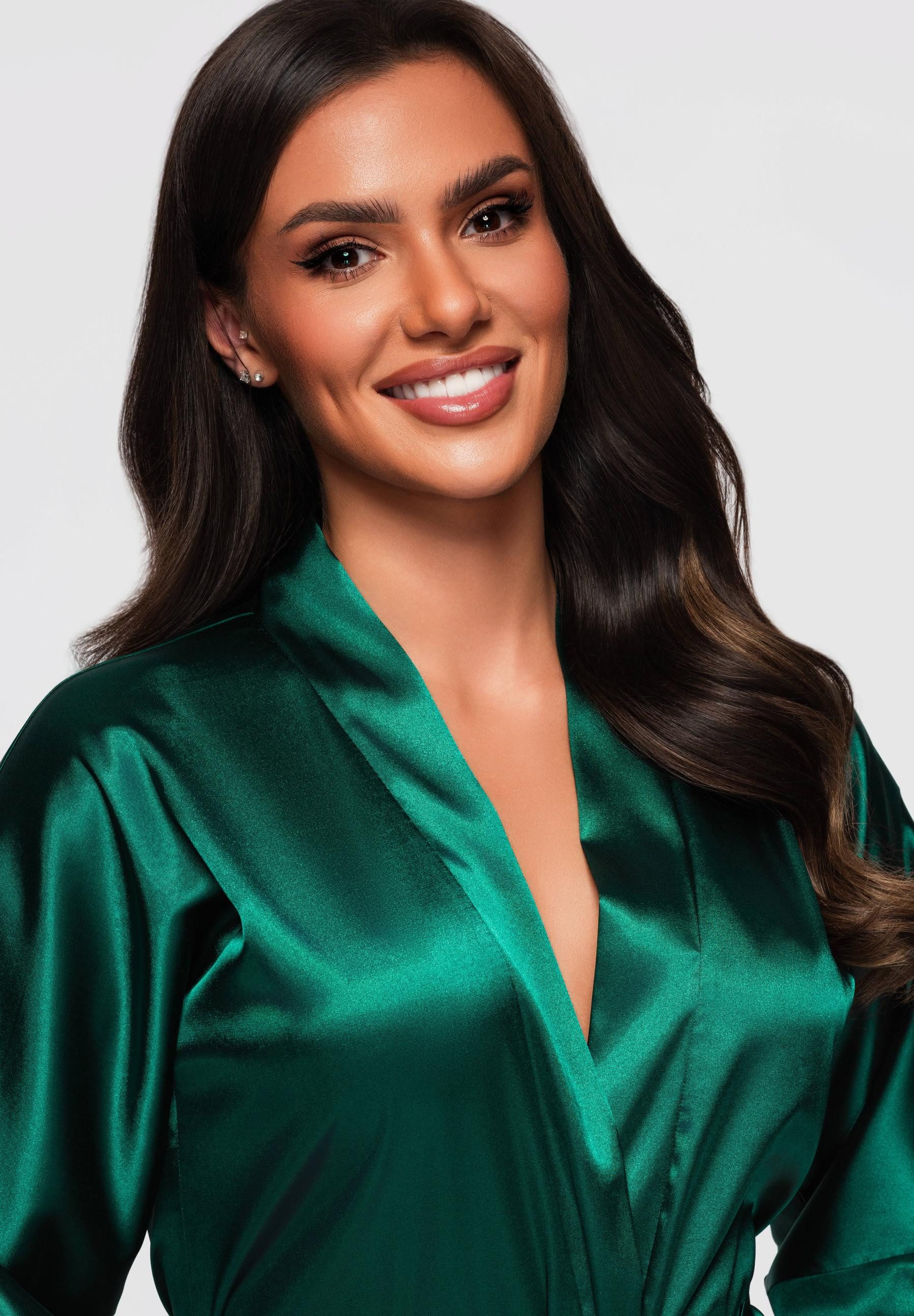 OMBRE Damenbademantel Satin-Kimono mit Bindegürtel günstig online kaufen