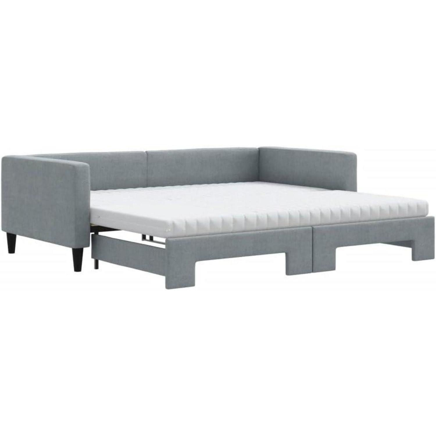 LuxusKollektion Schlafsofa Sofabett 2in1 Ausziehbar 100 x 200 mit Bettkasten & Matratze Hellgrau