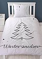 Bettwäsche »Weihnachten "Winterzauber" Bettwäsche 135x200 + 80x80 cm 2 tlg., 100 % Baumwolle in Biber, Winter Bettwäsche mit Tannenbaum und Sternen«, MTOnlinehandel, Bild 1