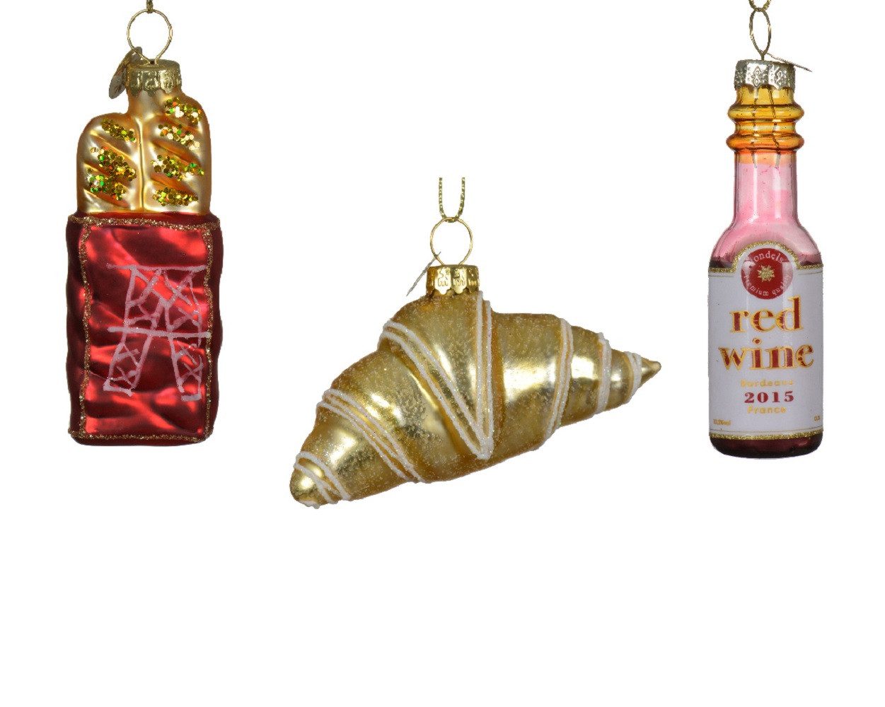 Weihnachtsbaumkugel Christbaumschmuck Französische Delikatessen Glas 6 cm rot