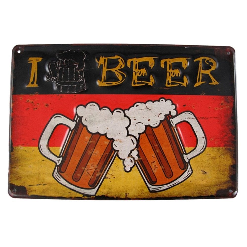 Metallschild Blechschild Reklameschild, I Like Beer zwei Humpen