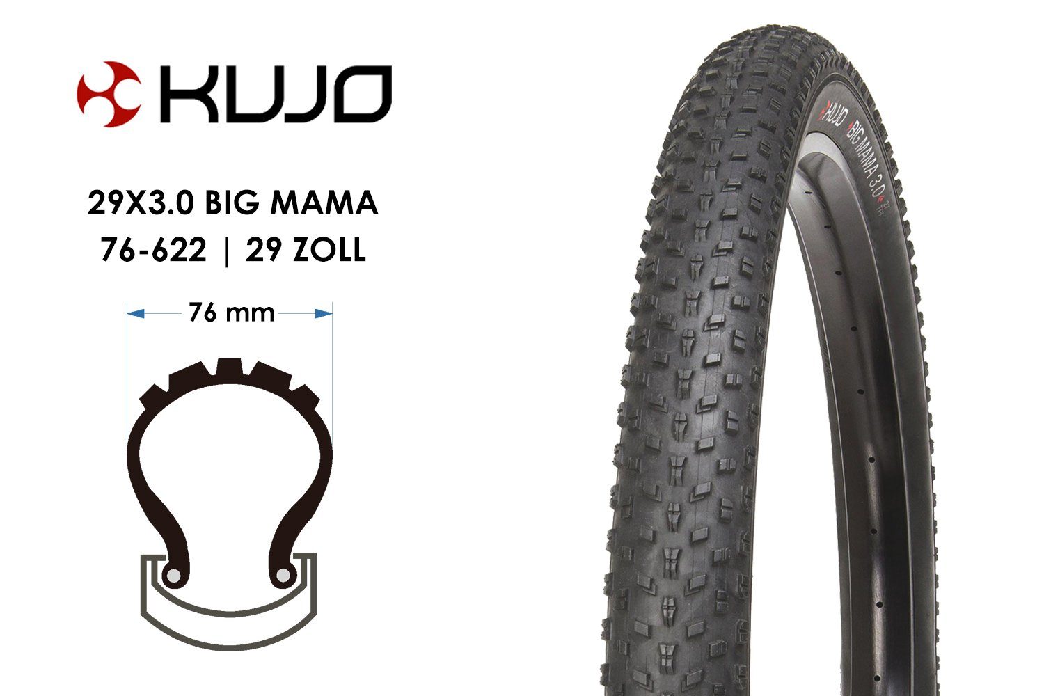 Kujo Fahrradreifen 29 BIG Reifen MTB 29x3.0 Zoll Enduro Fahrrad MAMA