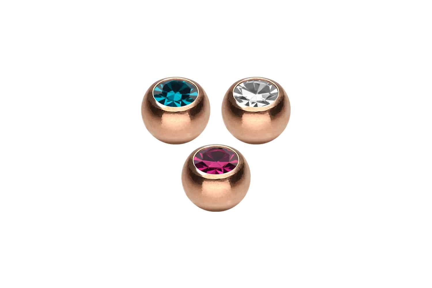 PIERCINGLINE Piercing-Set SET Chirurgenstahl Schraubkugel KRISTALL (Schraub-Aufsätze, 3er SET2 = 1,2 mm Gewinde)