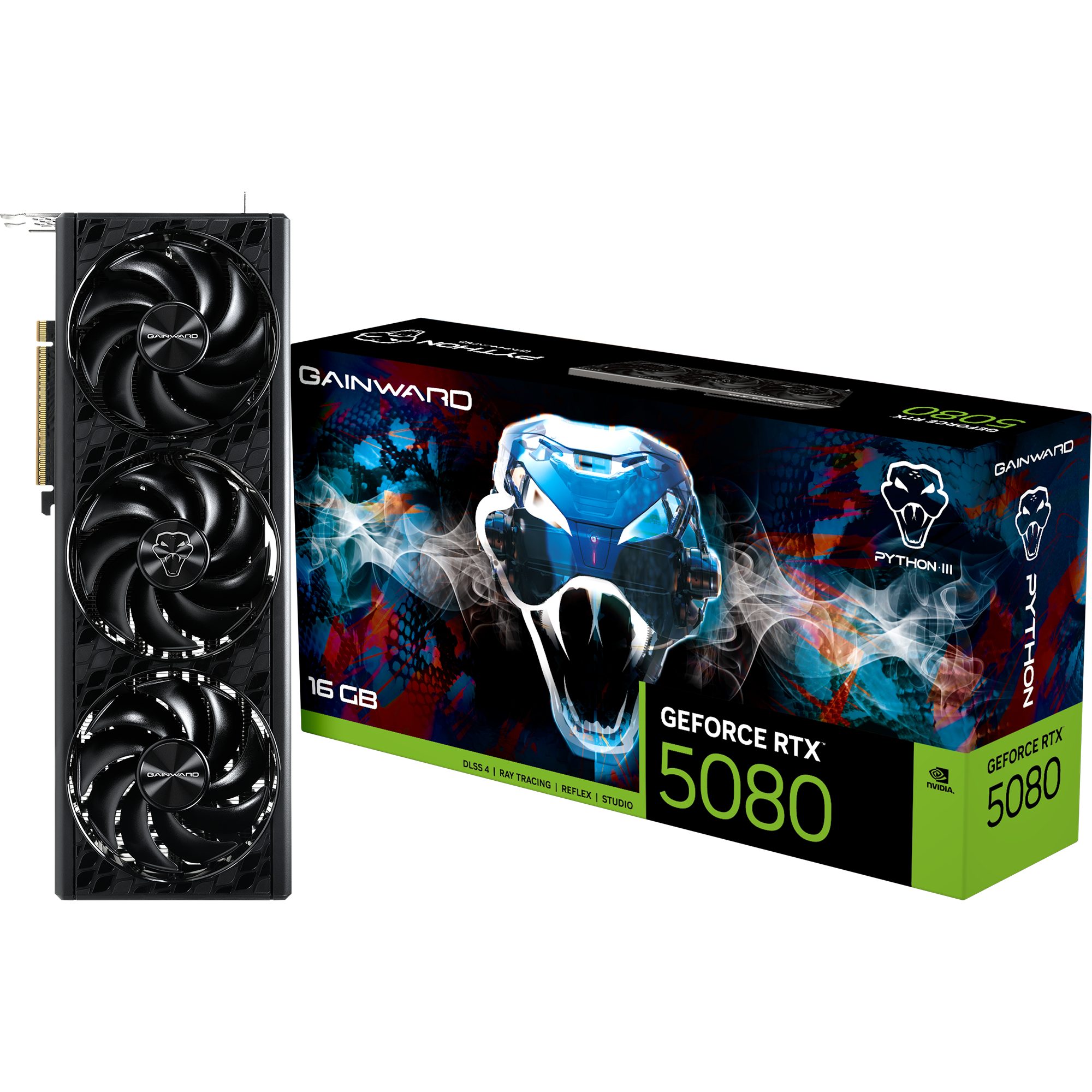 Gainward Gainward GeForce RTX 5080 Python III, Grafikkarte, (DLSS 5, 3x Grafikkarte (16 GB, DLSS 5, 3x DisplayPort, 1x HDMI 2.1)