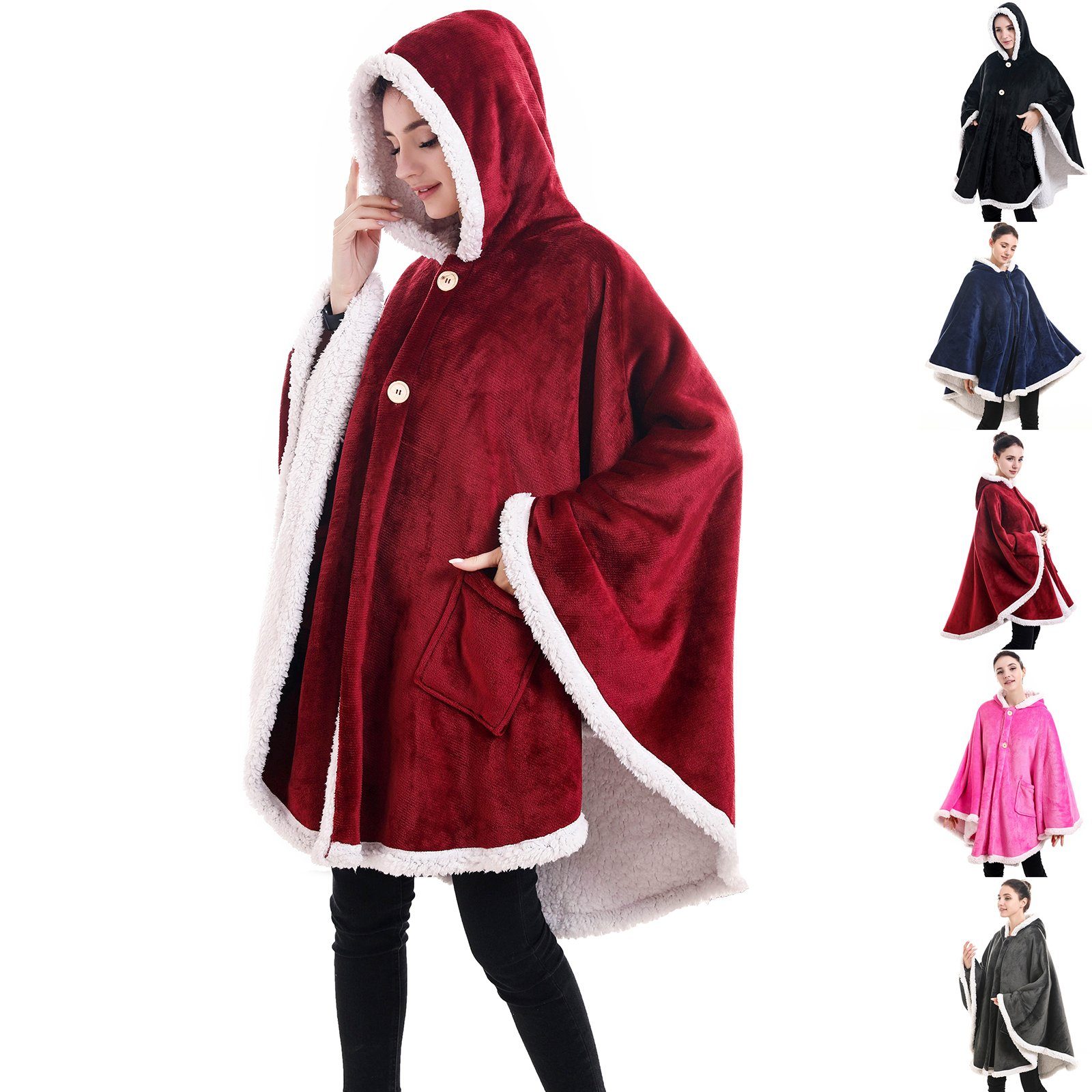 BTTO Fleeceponcho Tragbare Decke Flanell-Fleece Ärmeldecke günstig online kaufen