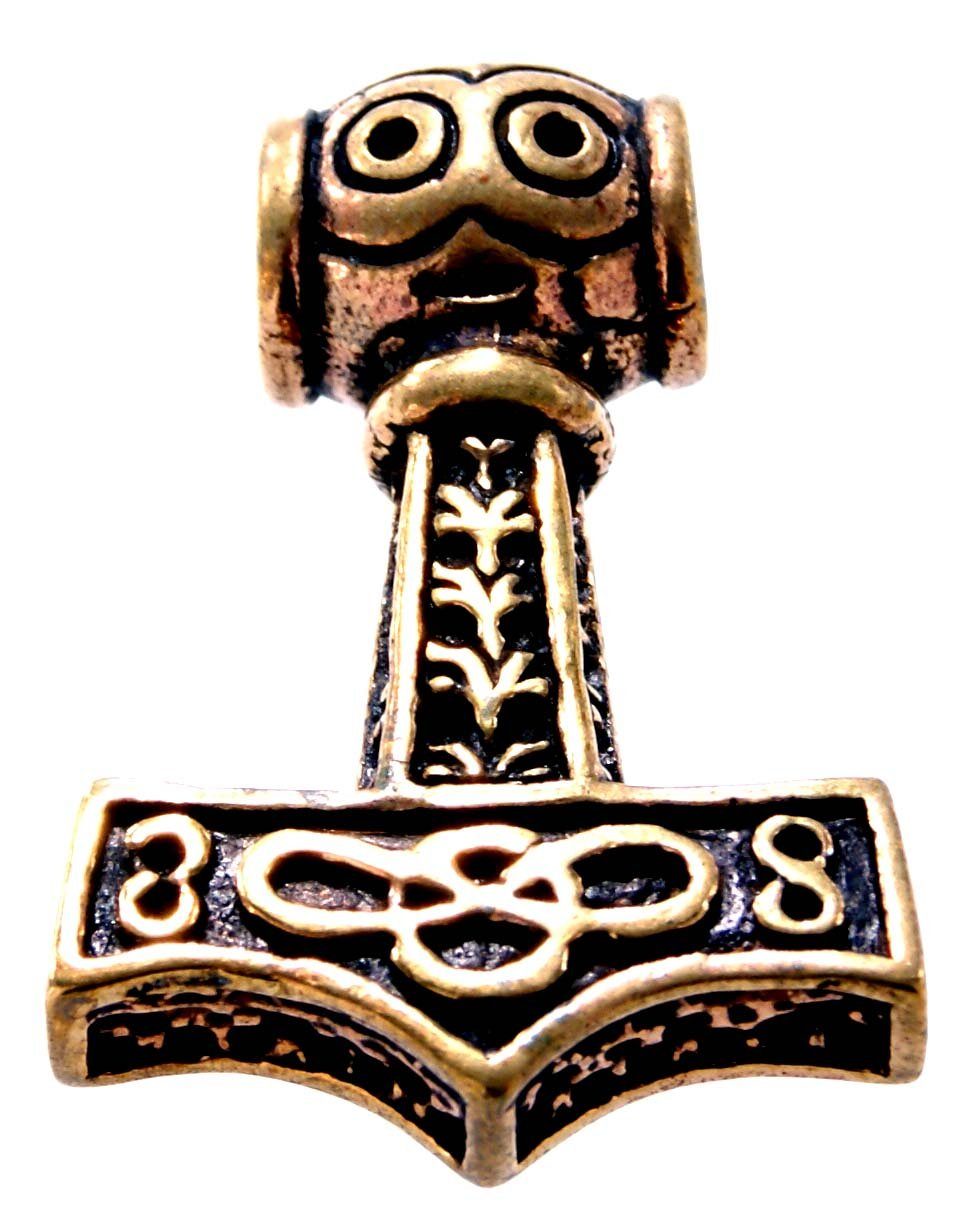 Kiss of Leather Bronze Mjölnir Thorshammer Anhänger Thorhammer Nordisch Wikinger Kettenanhänger Augen