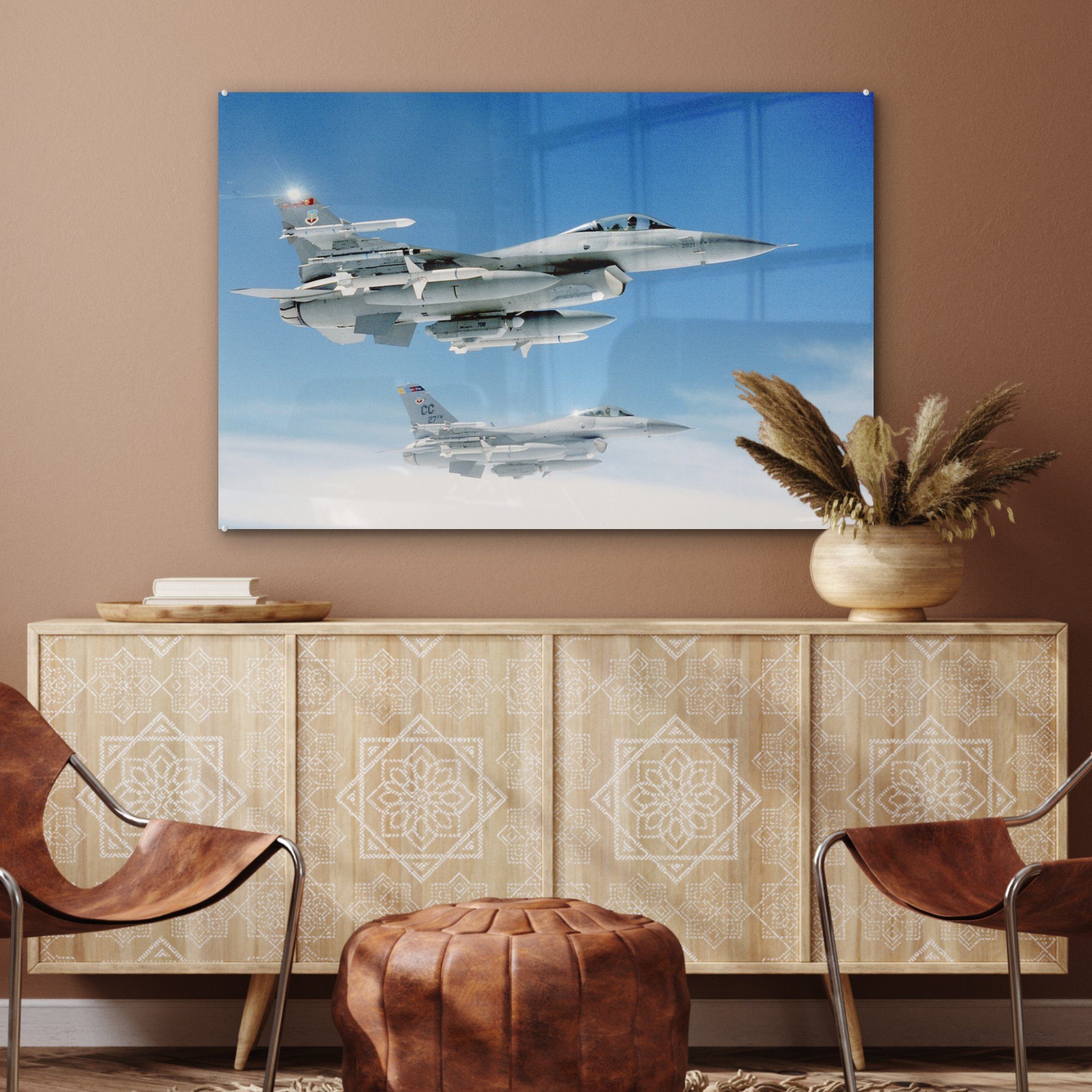 (1 fliegende Schlafzimmer MuchoWow St), Militärflugzeuge, Wohnzimmer Acrylglasbilder & Acrylglasbild Zwei