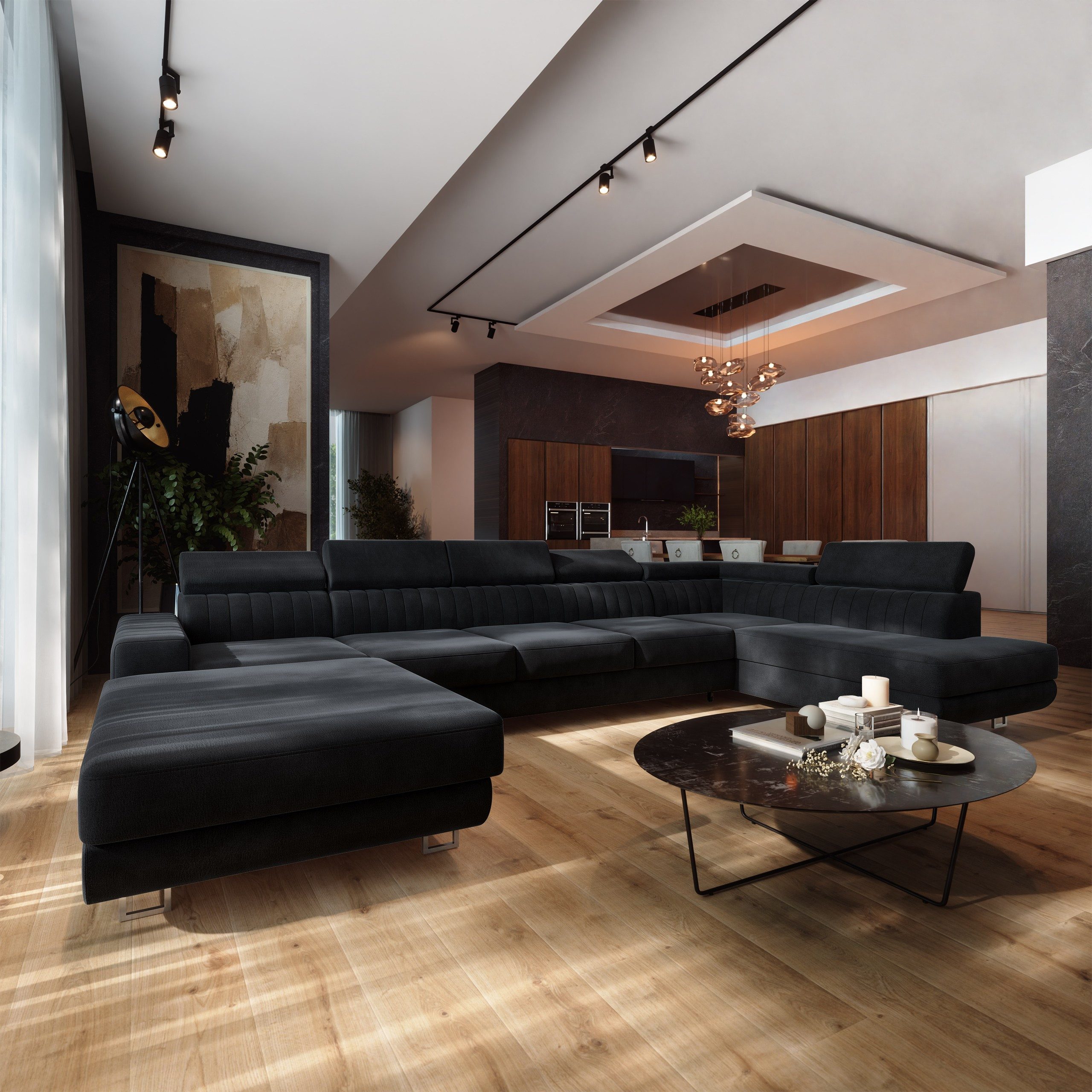 Masseno Ecksofa GAIAN mit Schlaffunktion U-Form, Sofa mit Bettkasten