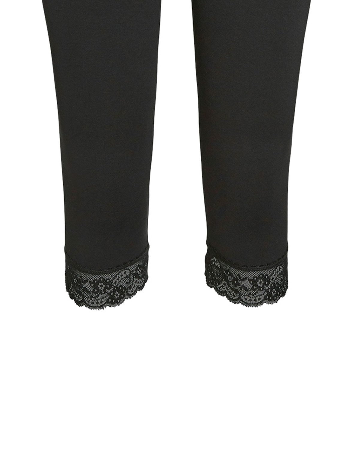 Vero Moda Leggings Kurzes Design mit Spitzen Detail für (1-tlg) Baumwolle Slim fit unifarben elastisch durchgehend